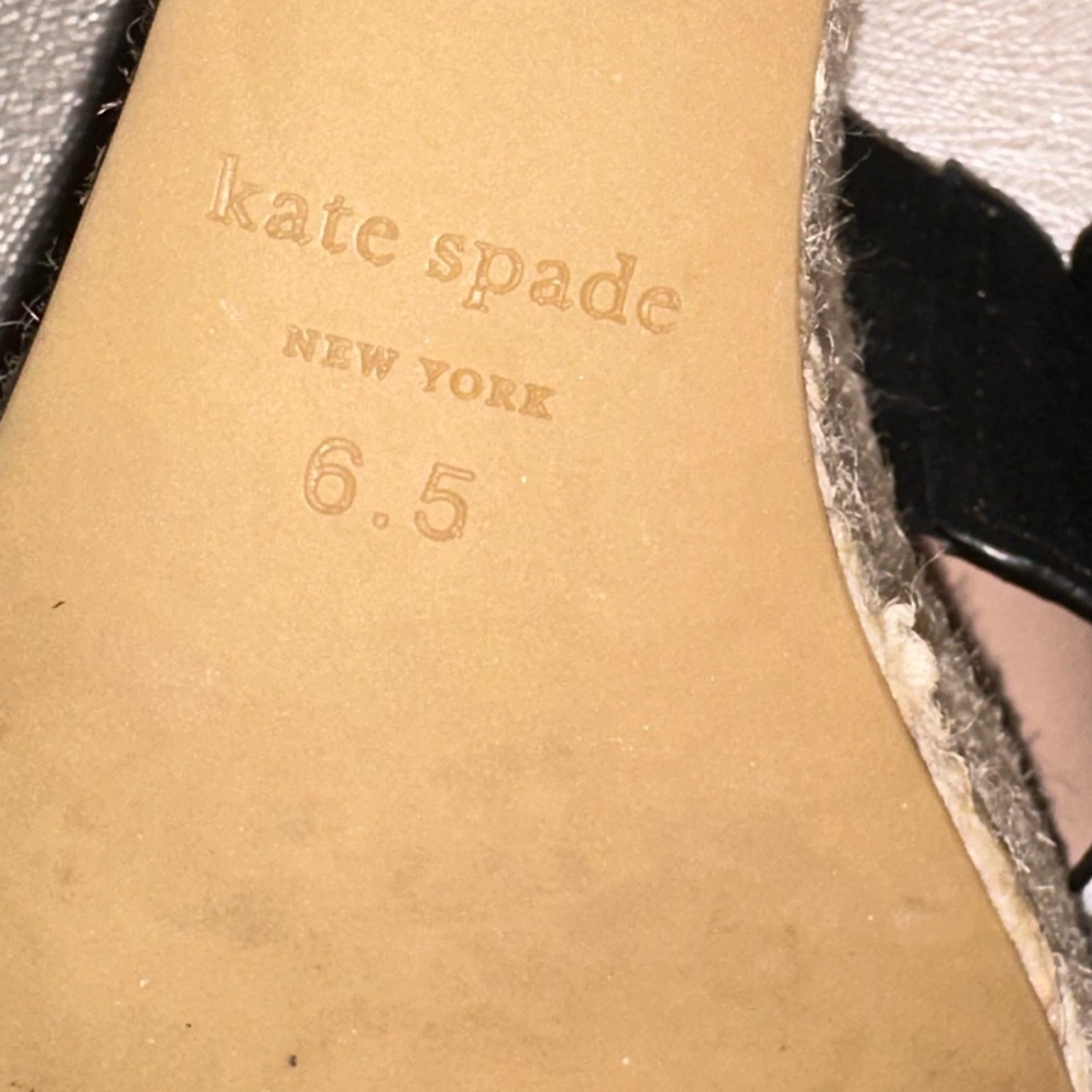 Kate Spade like new Black and Cream espadrille Wedge Sandals 6.5 vacation - Picture 8 of 10